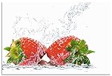 ARTland Spritzschutz Küche aus Alu für Herd Spüle 90x60 cm (BxH) Küchenrückwand mit Motiv Essen Obst Früchte Erdbeeren Wasser Modern Hell Rot T5SP