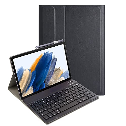 Lobwerk 2in1 Bluetooth Tastatur in WIEß und Cover für Samsung Galaxy Tab A8 X200 X205 10.5 Case Schutz Hülle Schwarz