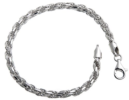 4,5mm Kordelkette Armband - 925 Sterling Silber, Länge 16-25cm