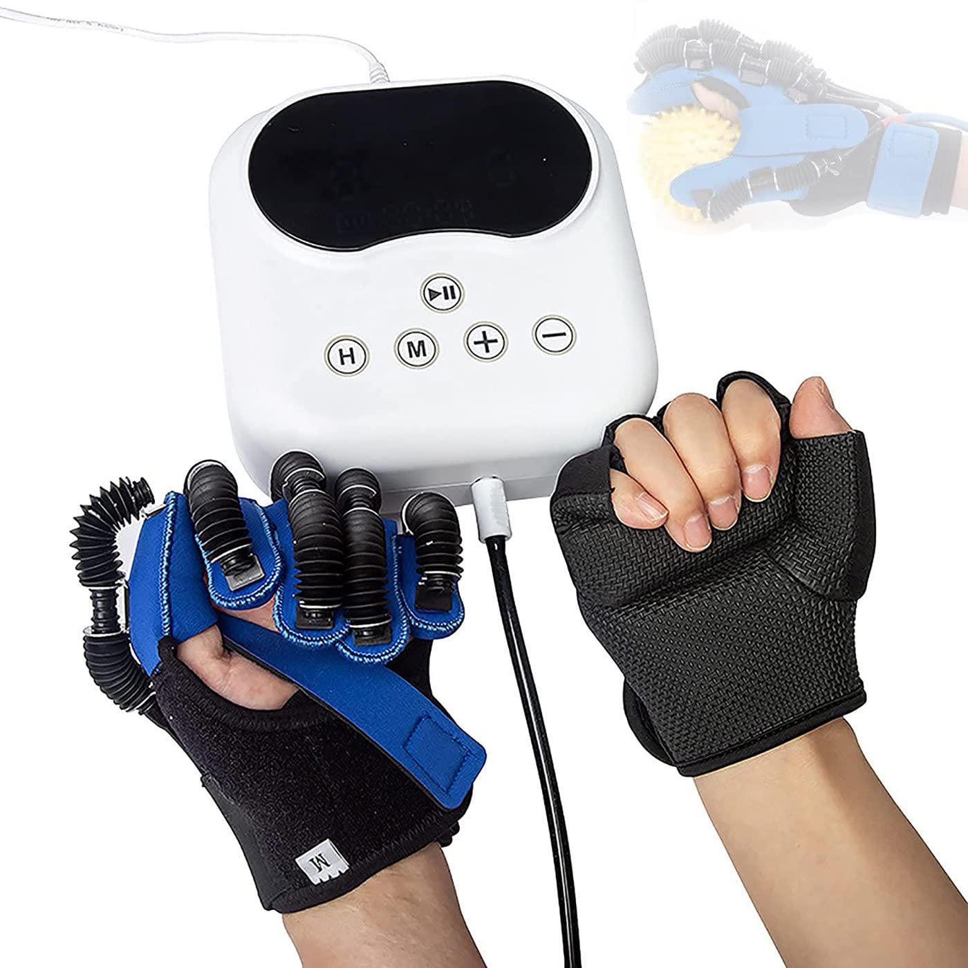 Rehabilitationsroboterhandschuh, Elektrisches HandrehabilitationsgeräT FüR Schlaganfall-Hemiplegie Handfunktionswiederherstellungs-Fingertrainer,Einstellbare IntensitäT Und Zeit,LeftM