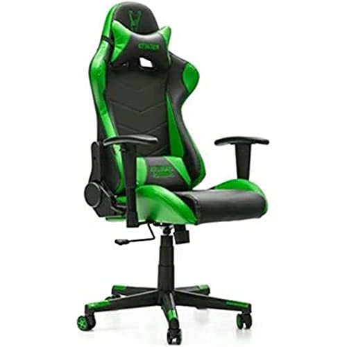 Woxter Gaming-Stuhl, Achse aus Stahl, Gasdruckfeder Klasse 4, ergonomisch, 2D-Armlehnen, höhenverstellbar, Lenden- und Nackenkissen, Grün