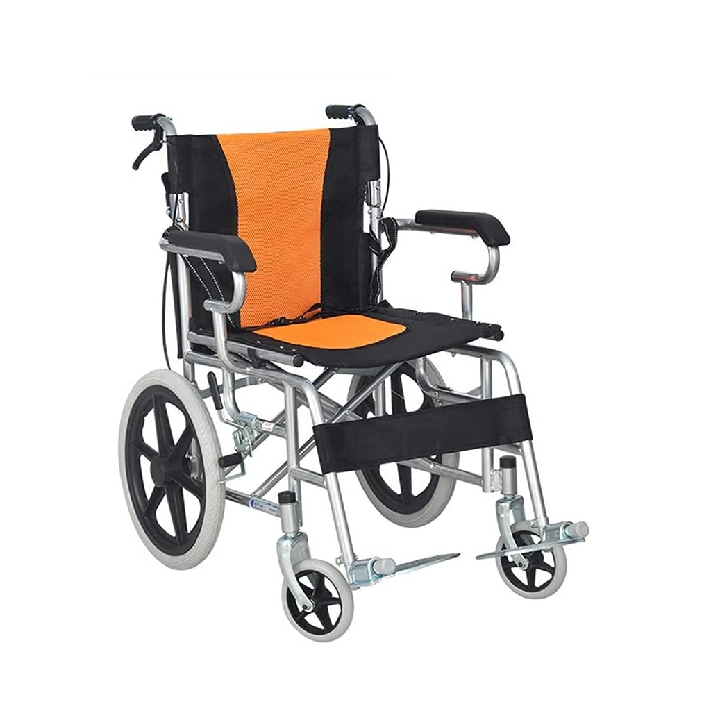 AOLI Faltbare tragbare Reise Rollstuhl, tragbare Behinderte Rollstuhl, Geeignet für Senioren, Behinderte, Medical Rollstuhl, Schwarz,Chrom