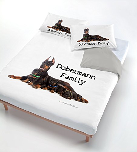Digital CP – Dig 1P Bettbezug, 100% Baumwolle 518 DOBERMANN FAMILIE (150 x 200 cm + 52 x 82 cm) schwarz