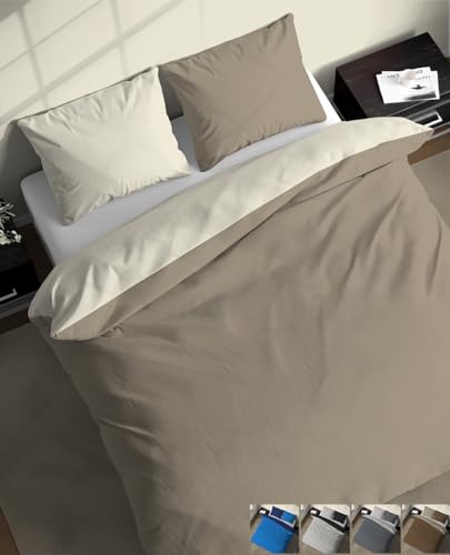 Bettwäsche-Set für Doppelbett, 250 x 200 cm mit 2 Kissenbezügen 50 x 80 cm, Dunkelgrau, Baumwolle, mit Rückwand, superweich und bequem, waschbar (6)