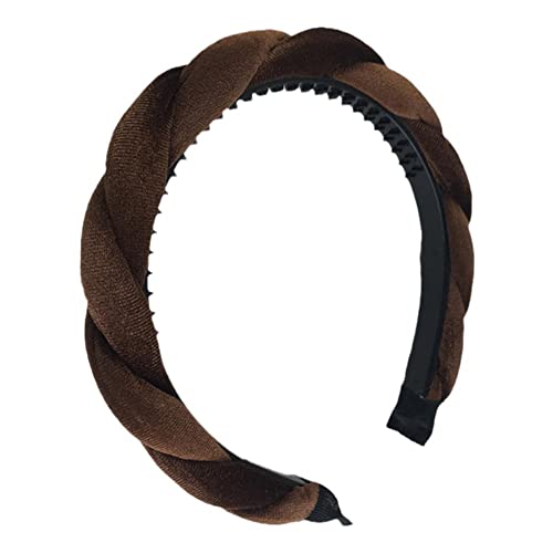 Stirnbänder for Frauen, geflochtenes Samt-Stirnband, weicher Haarreifen, verdreht, geknotet, for Frauen, Mädchen, Schwamm-Stirnband Haarnadel (Color : Brown, Size : One-size)