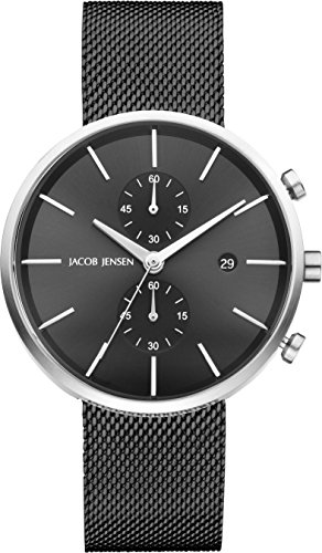 Jacob Jensen Herren Chronograph Quarz Uhr mit Edelstahl Armband 626