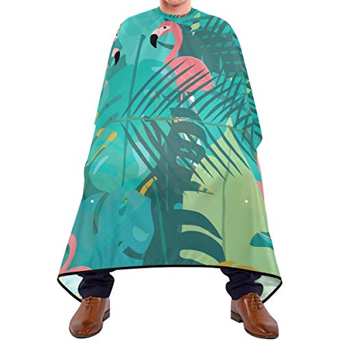 Shaving Beard Hairdressing Haircut Capes - Tropical Summer Flamingos Professional Waterproof with Snap Closure Adjustable Hook Unisex Hair Cutting Cape