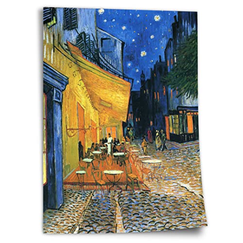 Poster Vincent van Gogh - Nachtcafé/Nachts vor dem Café an der Place du Forum in Arles (1888) Kunstdruck ohne Rahmen, Wandbild - A4, A3, A2, A1, A0, XXL - Wohnzimmer, Schlafzimmer, Küche, Deko
