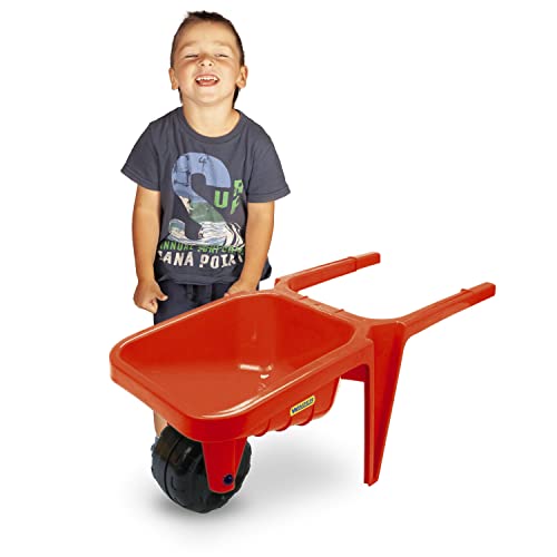 Wader 74802 - Gigant rote Schubkarre, bis 100 kg belastbar, ca. 77 x 34 x 32 cm groß, ab 12 Monaten, ideal für Garten, Sandkasten, Strand oder als Geschenk für kreatives Spielen