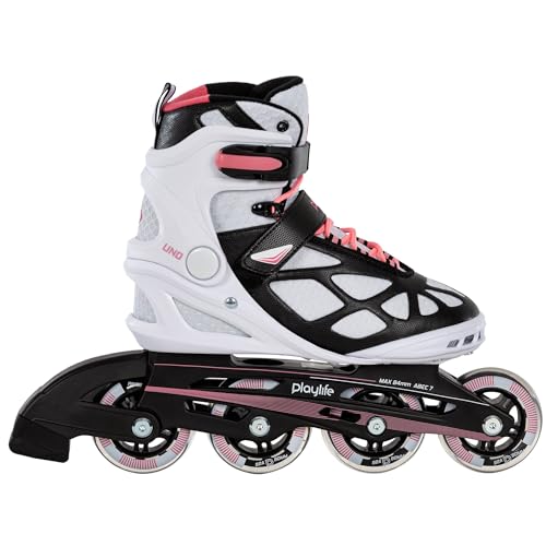 Playlife Inline Skates UNO Pink 80, Schwarz/Weiß/Pink, für Damen, 80mm/82A Rollen, ABEC 7 Kugellager, Art. nr.: 880260