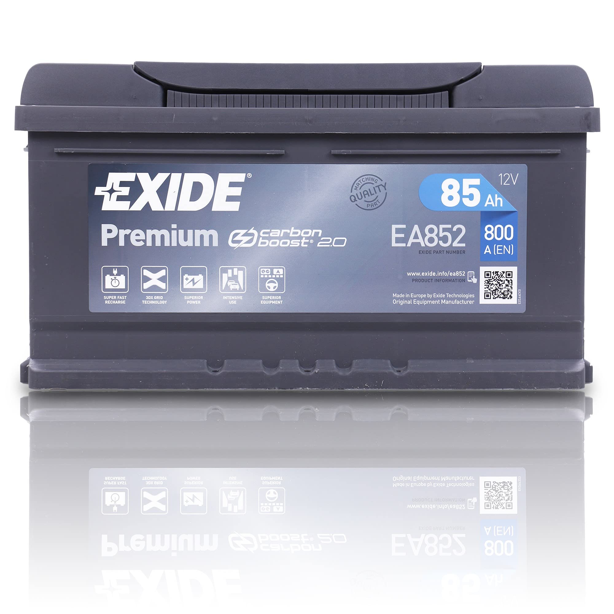 EXIDE Premium Carbon Boost EA852 85Ah 12V 800A Autobatterie (Neues Modell)