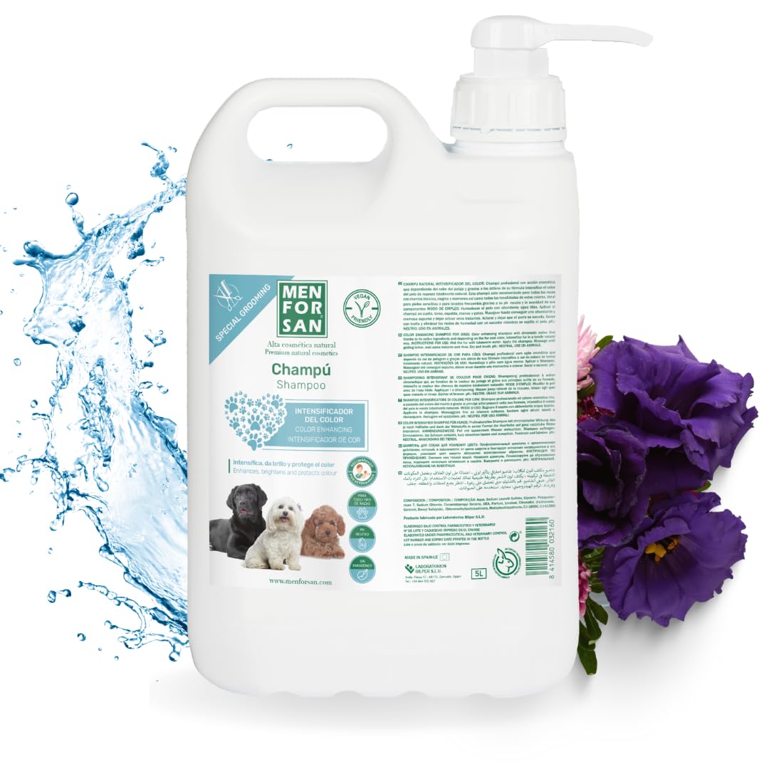 MENFORSAN Farbintensivierendes Shampoo für Hunde, 5 l, intensiviert und schützt die Farbe, sorgt für Glanz, veganes Produkt