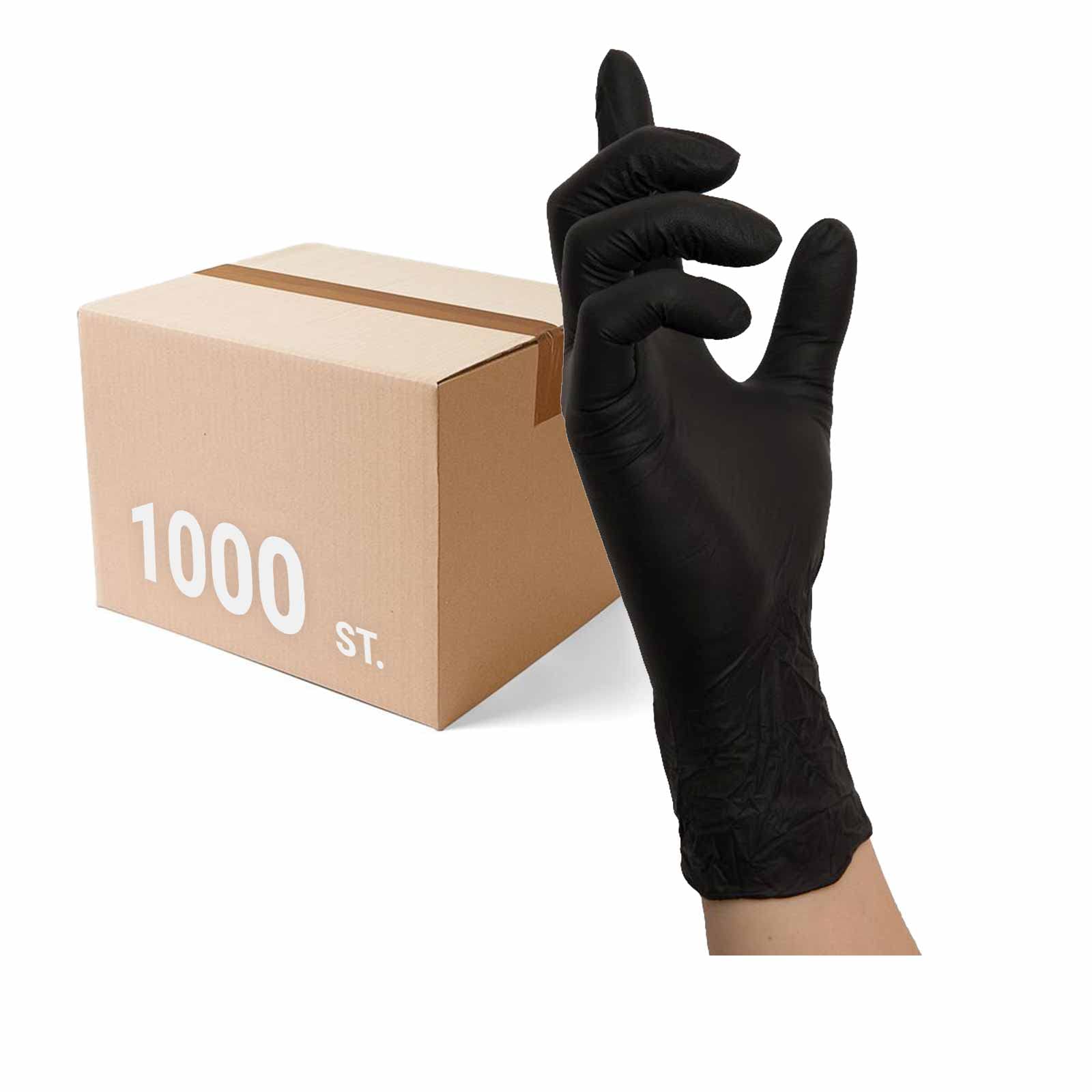 NITRAS Einmalhandschuhe 8320 Black Wave 10x 100 Stück - Einweghandschuhe puderfrei und extrem reißfest, perfekt in einer Box zum Dosieren, Größe:10