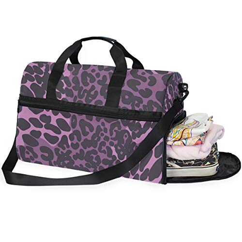 LUNLUMO Reisetasche mit Leopardenmuster, große Kapazität, für Damen und Herren, Violett