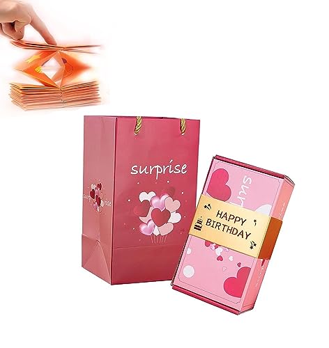 Überraschungsbox-Geschenkbox – Erstellen Sie das überraschendste Geschenk, faltbare Geschenkbox mit rotem Umschlag, Geschenkbox for Geburtstagsvorschläge, luxuriöse Geschenkbox als Geschenk (Color :