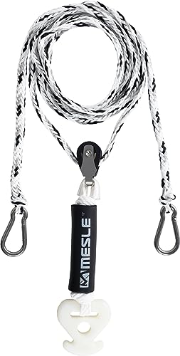 MESLE Schleppdreieck Pulley DLX 2 Personen, selbstzentrierend, XXL lang, extra Schwimmer, Quick-Connect-Haken, incl. Rope Keeper, Länge:366 cm (12'), Farbe:Weiss