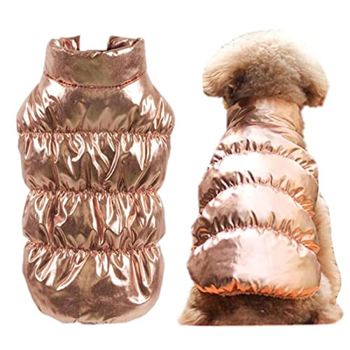 UKKO Hundekleidung Warme Hundekleidung Winter Fleece In Der Bulldogge Pet Weste Welpen Outfit Hund Jacken Winddichte Kleidung Für Mittelgroße Große Hunde-Gold,Xs