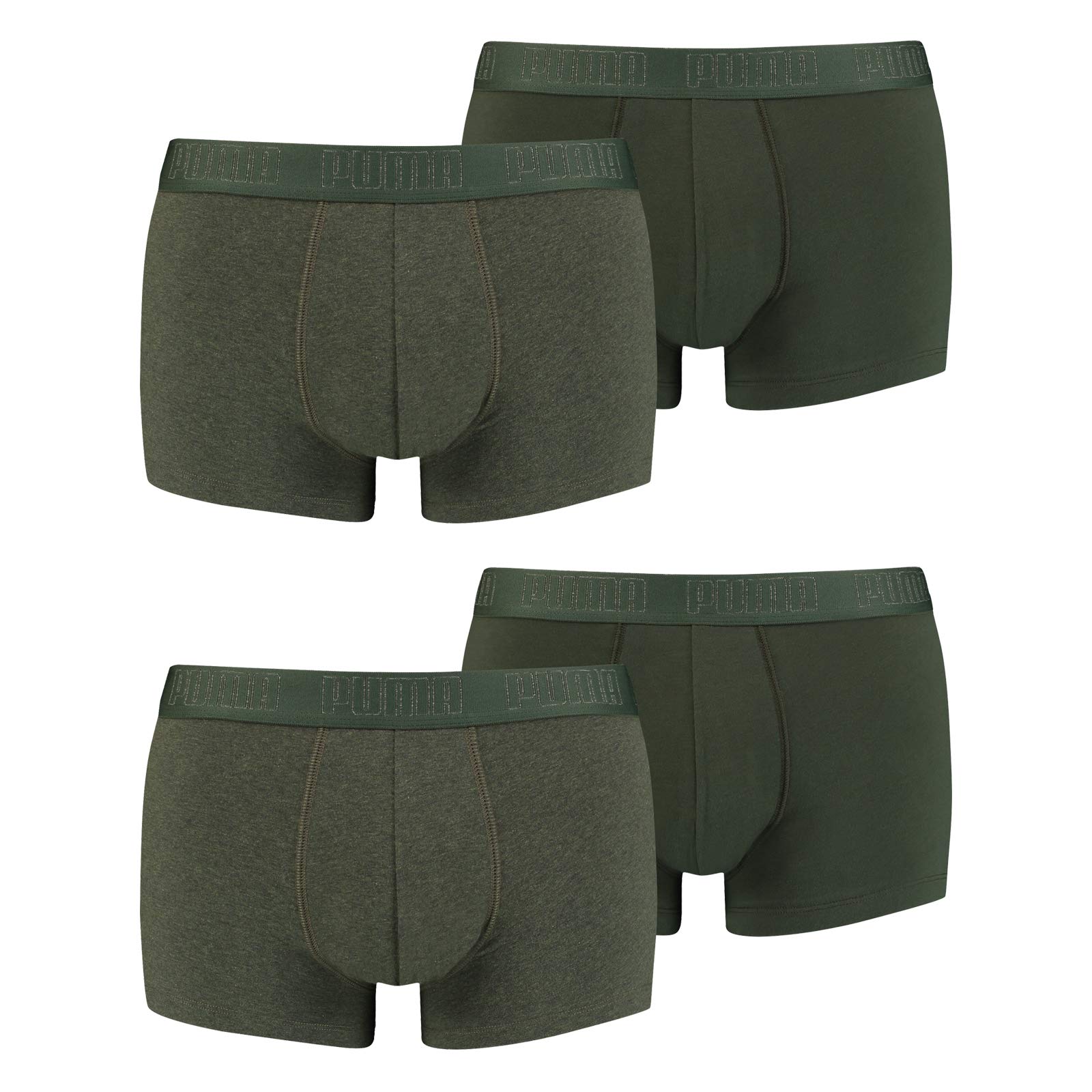 PUMA Herren Shortboxer Unterhosen Trunks 4er Pack, Wäschegröße:M, Artikel:-009 Green Melange