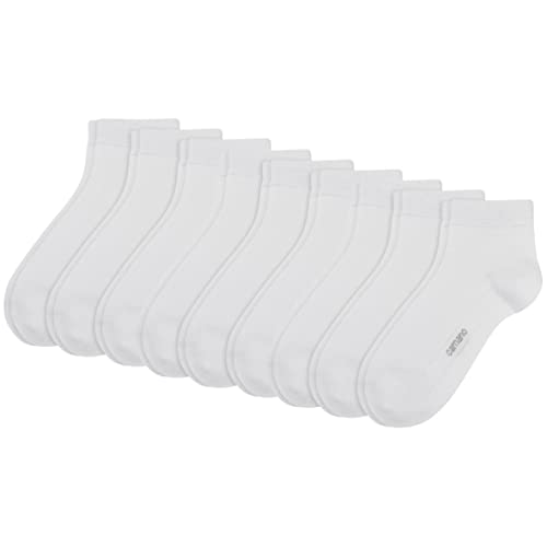 Camano 9 Paar Quarter Socken Unisex 3023 Ca-Soft ohne Gummidruck Damen und Herren Sneaker Strümpfe, Farbe Weiß, Größe 43-46