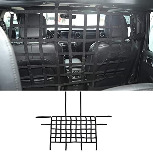 TDHLW Car Rear Seat Divider Net, Mesh Cargo Net Dog Car Barrier für Jeep Wrangler JK JL Gladiator JT 2007-2021 2/4 Tür,Schwarz
