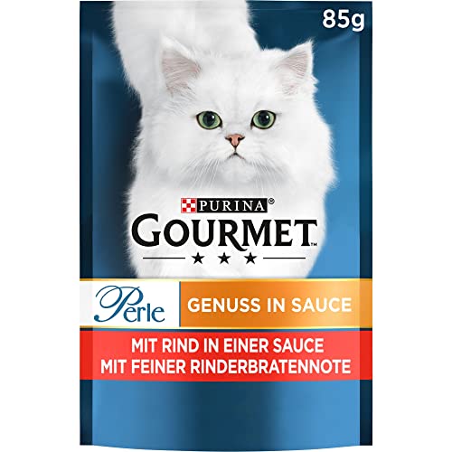 PURINA GOURMET Perle Genuss in Sauce Katzenfutter nass, mit Rind, 24er Pack (24 x 85g)