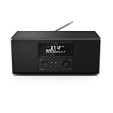 Hama DAB+ Radio mit CD-Player (Bluetooth/USB/UKW/DAB Digitalradio, Radio-Wecker mit 2 Alarmzeiten/Snooze/Timer, 4 Stationstasten, Stereo, beleuchtetes Display) schwarz