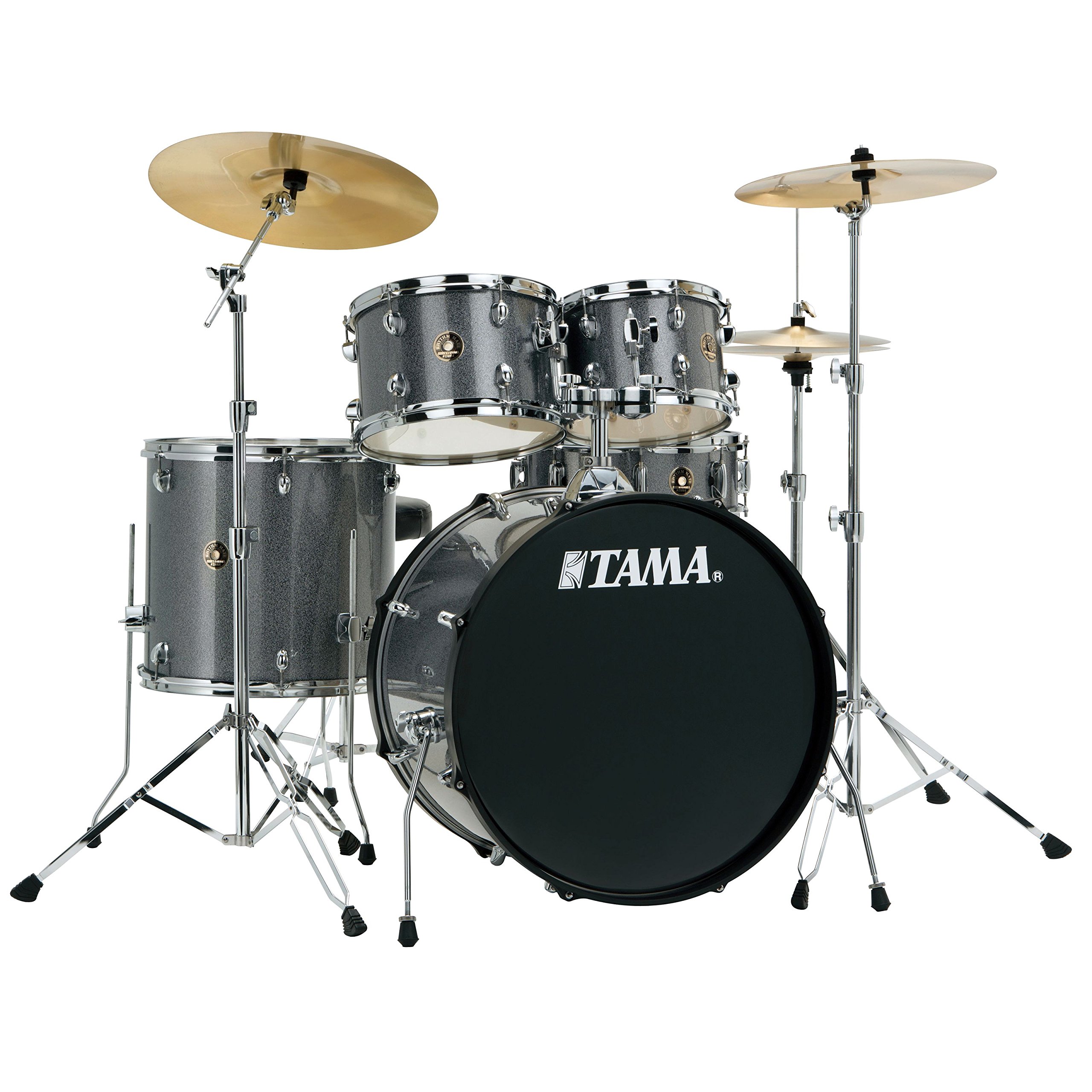 Tama RM50YH6-GXS Rhythm Mate Schlagzeug Set (5-teilig) mit 50,8 cm (20 Zoll) Bassdrum inkl. dreiteiligem Beckenset/6-teiliger Hardware Galaxy silber