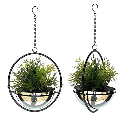 DanDiBo 2er Set Blumenampel Innen Metall Wand Hängepflanzen 53 cm 96087 M mit Topf Silber Pflanzenhänger Blumenhänger Topfhänger Blumen Blumentopfhänger Hängetopf