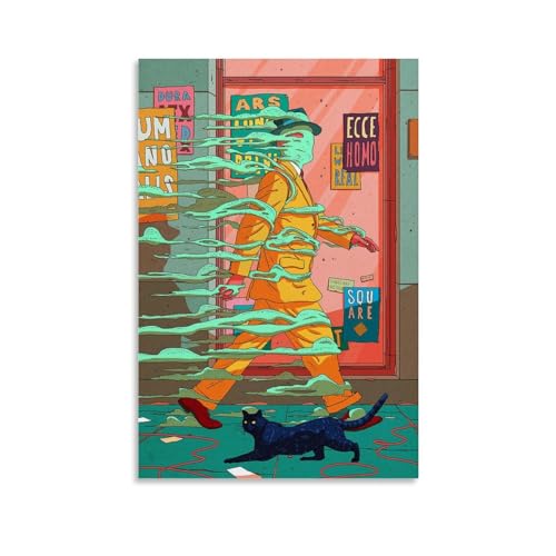 YBRAVO Psychedelic Retro Art Poster Dekorative Malerei Leinwand Wandkunst Wohnzimmer Poster Schlafzimmer Malerei,Wandkunst Bilddruck Moderne Familienzimmer Dekor 20x30inch(50x75cm)
