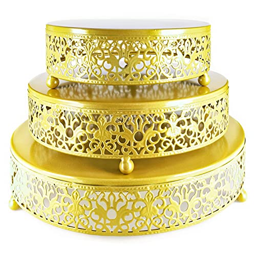 Eidoct 3-teiliges Tortenständer Set Runde Metall Tortenständer Dessert Display Cupcake Ständer für Hochzeit Event Geburtstag Party (Gold)