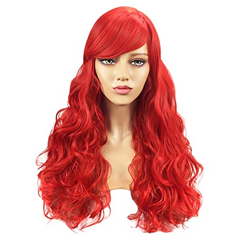 AGGJ Langwellige Perücke Mit Pony Volles Haar Perücke Hitzebeständiger Kunststoff Rosennetz Für Frauen Natürlich Haar Ersatzperücke Für Party Cosplay (Size : 60cm)