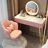 Schminktisch Make-up mit 3-farbig beleuchtetem Spiegel, Marmor-Frisiertisch für Schlafzimmer, 31,5 Zoll, rosa/grau/orange/weißer Kosmetiktisch für Schlafzimmer Make Up Dressing Vanity ( Farbe : Rosa )