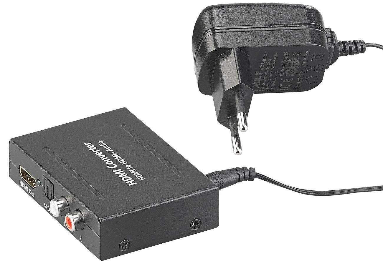 auvisio HDMI Audio Extractor: HDMI-Audio-Konverter zu TOSLINK (optisch, 5.1) und Stereo-Cinch (2.0) (HDMI Audio Splitter, HDMI 5.1 Audio Extractor, optisches Kabel)