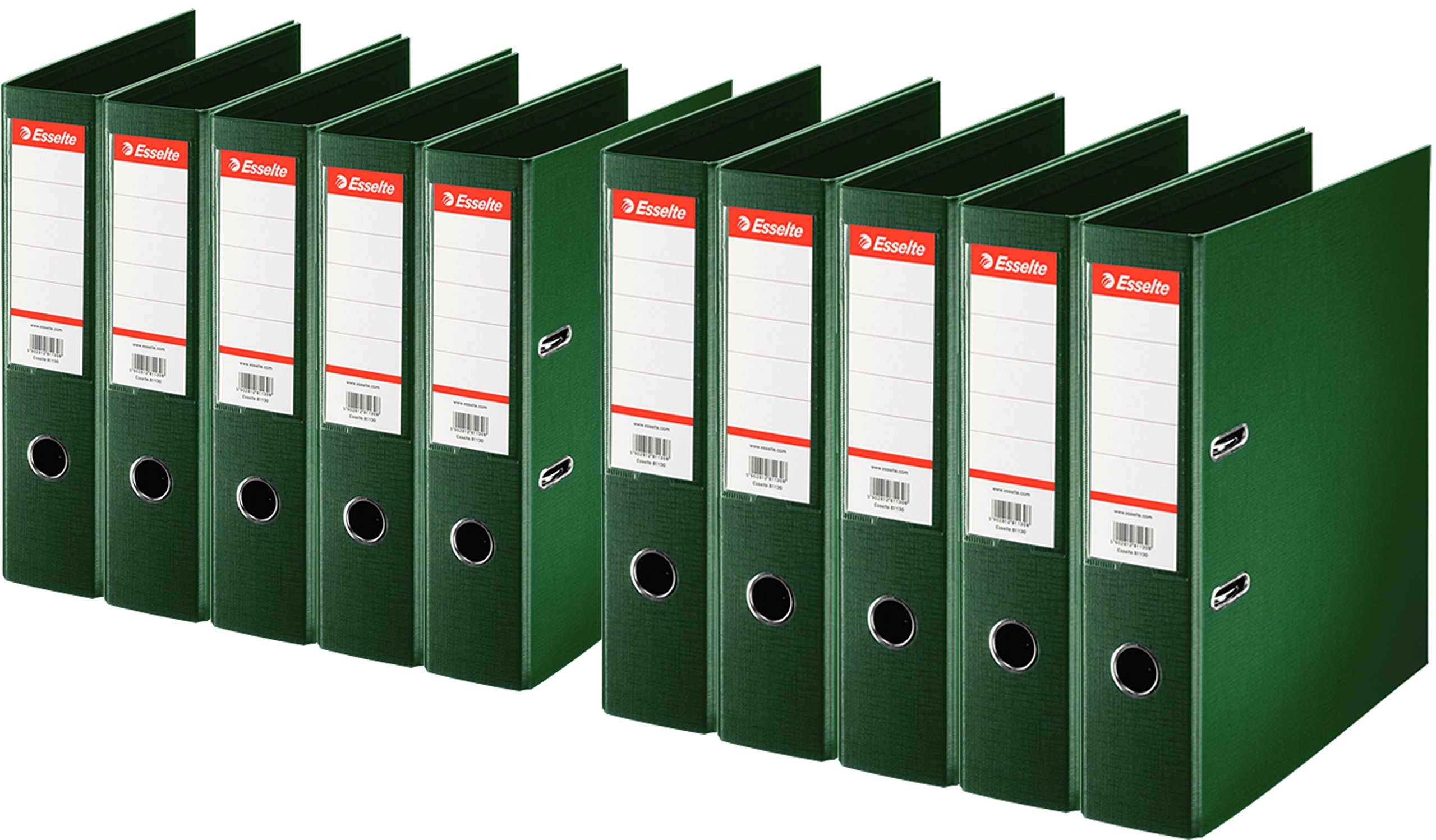 Esselte PlastikOrdner Standard, DIN A4, 75 mm, sortiert, 10er Pack (A4, grün)