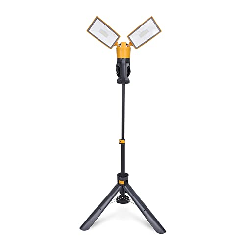LUTEC LED Baustrahler 4000LM LED Arbeitslicht mit Teleskopstativ, LED Worklight mit ständerdrehenden wasserdichten Lampen und 8-Fuß-Kabel mit 2-poligem geerdetem Stecker…