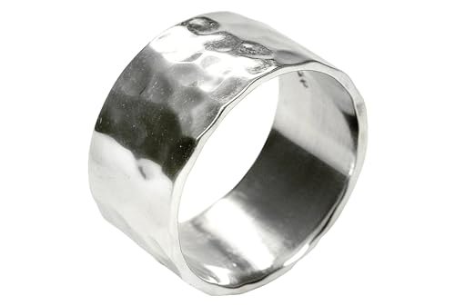 SILBERMOOS XL XXL Ringe in großen Größen Damen Herren Ring Bandring glänzend gehämmert handgeschmiedet Sterling Silber 925 Größen 64, 66, 68, 70, 72, Größe:64 (20.4)