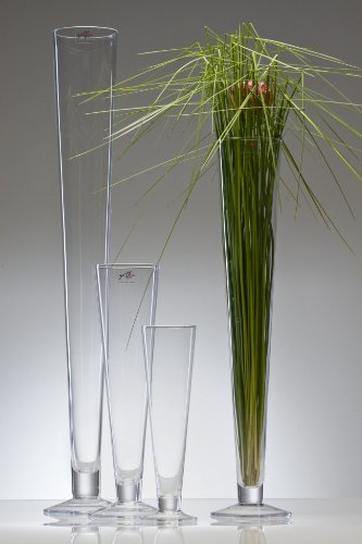 Bodenvase, Glasvase, Vase CIELO, konisch mit Fuß, 60cm, Ø 11cm, Sandra Rich