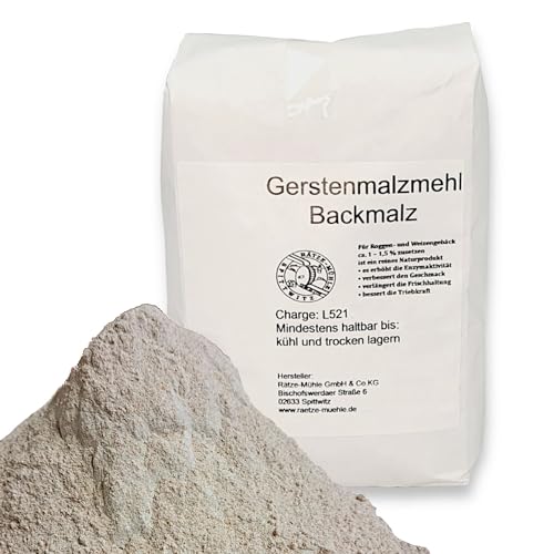 Mühlen Backmalz / Gerstenmalzmehl 5kg Premium Malzmehl Hell enzymaktiv für knusprige Backergebnisse