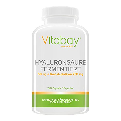 Vitabay Hyaluronsäure fermentiert 50 mg - mit Granatapfelkern 250 mg • 240 Kapseln • Made in Germany