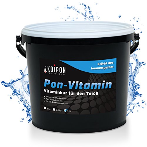 KOIPON Pon-Vitamin Futterzusatz 5 kg Pulver - Vi Tamine Mineralien und Nährstoffe zur Stärkung des Immunsystems für alle Teichfische Zierfische Koi Karpfen Stör Goldfisch