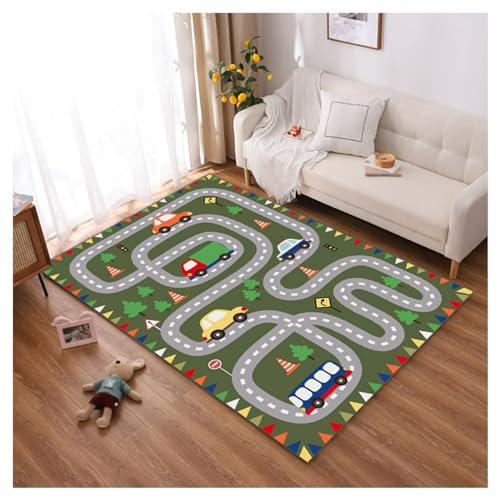 Carpet，Rug，playroom rug，Bedroom rug， Auto-Spielteppich, Stadtleben, Verkehr, Straße, Kinderteppich, Lernspielbereich, Teppich, rutschfester Spielteppich for Kinderzimmer, Schlafzimmer (A, 120 x 180 cm