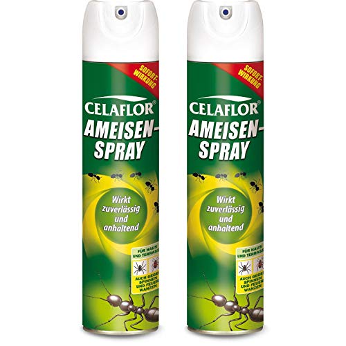 Gardopia Sparpaket Celaflor Ameisen-Spray, Ameisenmittel, auch gegen Spinnen und Feuerwanzen, 2 x 400 ml plus Zeckenzange mit Lupe