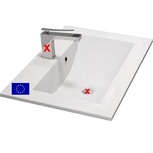 Einbau-Waschbecken 70x45x15cm eckig | 70cm Einbau-Waschtisch zum einlassen in eine Platte | Material: hochwertiges Mineralguss | Qualität MADE IN EU