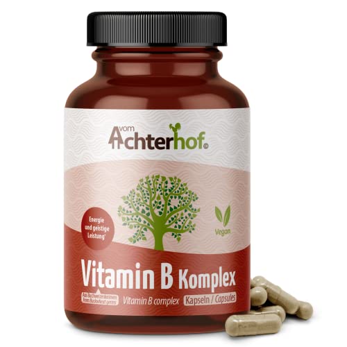 Vitamin B Komplex Pflanzlich 150 Kapseln | Hochkonzentrierter Vitamin B Komplex mit hoher Bioverfügbarkeit | aus 8 verschiedenen Vitaminen | auf Basis von Buchweizen | vegan | vom Achterhof