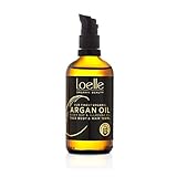 Loelle - 100% reines, kaltgepresstes Arganöl – Bioöl aus Argan für Haare, Gesicht und Hände - Feuchtigkeitsspendendes Körperöl mit Pumpspender - handverlesen in Marokko (100ml)