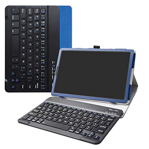 MediaPad M5 Lite Bluetooth Keyboard hülle,LiuShan Abnehmbare Bluetooth Tastatur (QWERTY, englisches Layout) hülle mit Ständer für 10.0" Huawei MediaPad M5 Lite 2018 Android Tablet,Blau