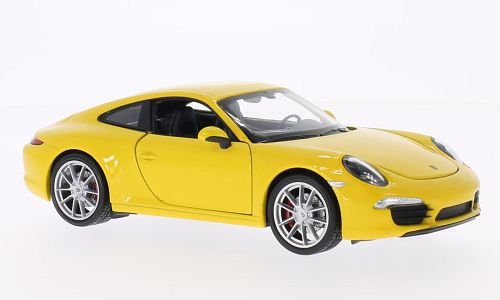 Porsche 911 Carrera S (991), gelb, Modellauto, Fertigmodell, Welly 1:24