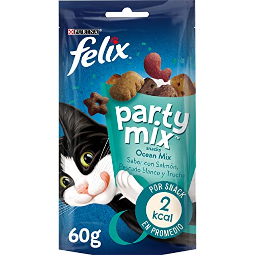 Purina Felix Party Mix Ocean Snacks für Katzen, 8 x 60 g