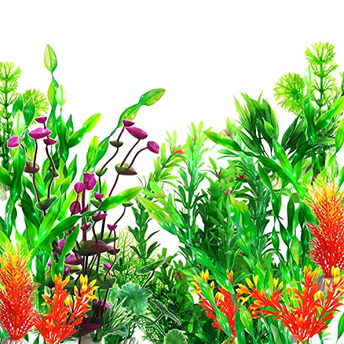 OrgMemory Plastikpflanzen für Aquarien, Fisch Tank Dekoration, (29 Stück, 12-30cm), Aquarium Wasserpflanzen
