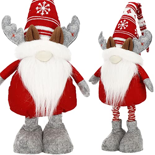 SPRINGOS Weihnachtsfigur Wichtel Weihnachtszwerg Nordischer Gnom Dekofigur höhenverstellbar 60-80 cm